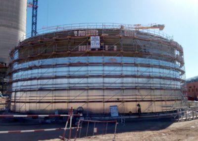 Andamio perimetral exterior en tanque, Proyecto Noor, Marruecos